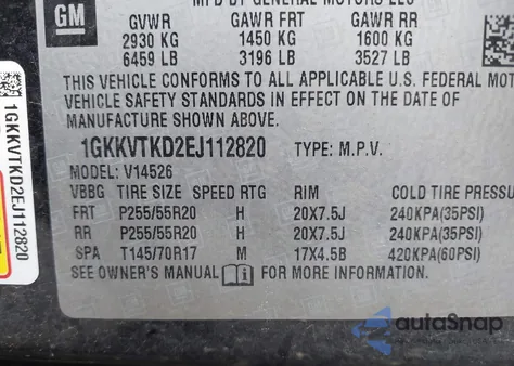 2014 GMC Acadia Denali from USA, damaged, VIN 1GKKVTKD2EJ112820